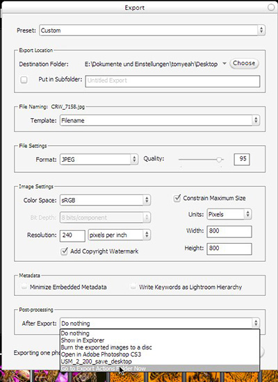 Lightroom Export Options